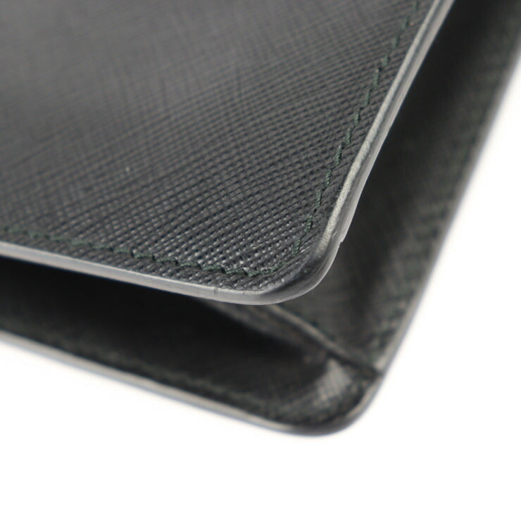 美品 PRADA プラダ トラベル ポーチ セカンドバッグ 2VF056 サフィアーノレザー ブラック シルバー金具 クラッチバッグ