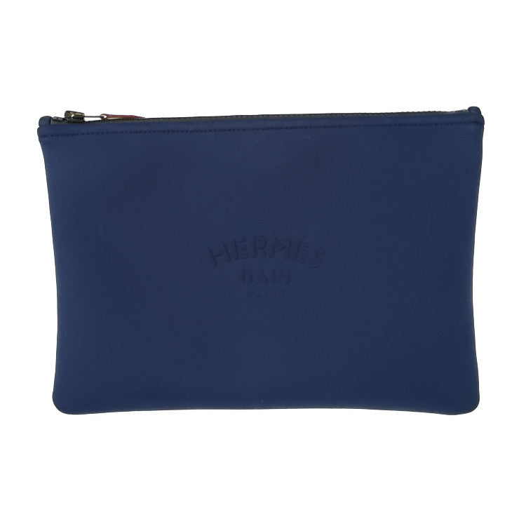 超美品 HERMES エルメス トゥルースフラット MM ネオバン ポーチ H104312M 01 ネイビー ポリアミド エラスタン レディース クラッチバッグ セカンドバッグ