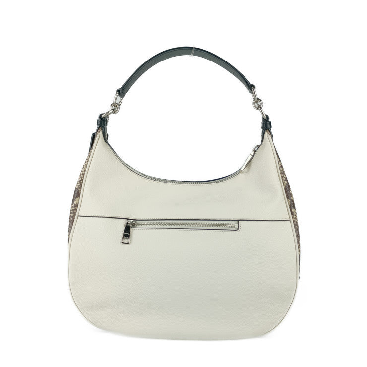 超美品 COACH コーチ ミックス ハーレー ホーボー ショルダーバッグ F57503 チョーク ブラウン系 ブラック パイソン柄 スネーク型押しレザー レディース 2WAY トート ハンドバッグ