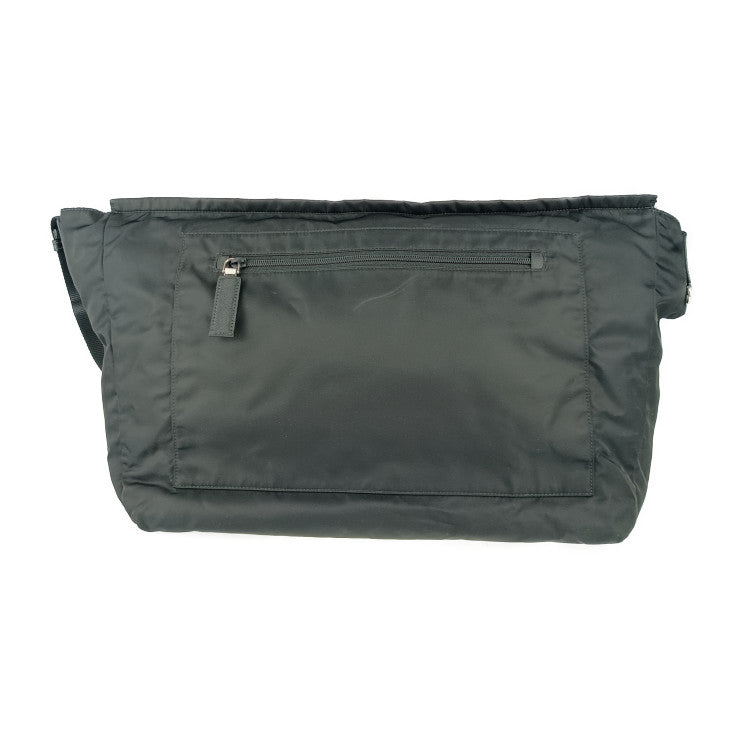 美品 PRADA プラダ ショルダーバッグ メッセンジャーバッグ 2VD013 ブラック ナイロン レザー ユニセックス フラップ クロスボディ 三角ロゴプレート