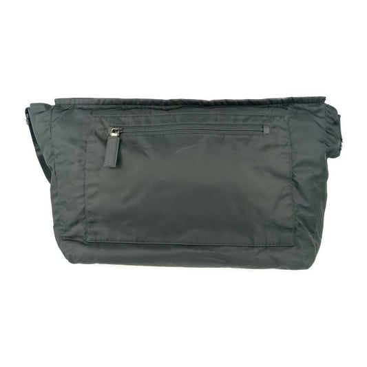 美品 PRADA プラダ ショルダーバッグ メッセンジャーバッグ 2VD013 ブラック ナイロン レザー ユニセックス フラップ クロスボディ 三角ロゴプレート