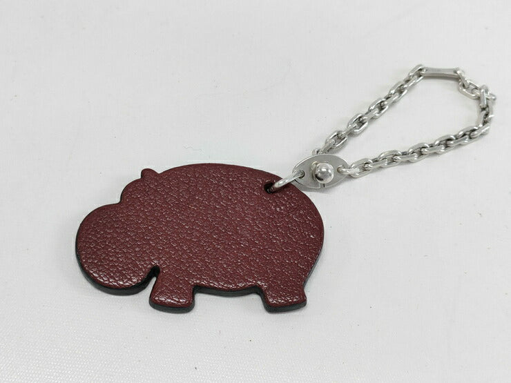 美品 HERMES エルメス バッグチャーム バッグチャーム ヒポポタマス - ブラウン系 レッド系 シルバー金具 レザー ユニセックス アニマル カバ バッグ用アクセサリー