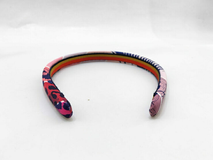 超美品 HERMES エルメス カチューシャ ヘアバンド 《エルザ》 - ピンク系 マルチカラー シルクツイル 100% レディース 髪留め 髪飾り