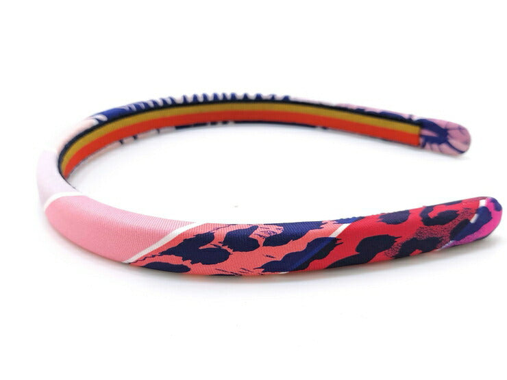 超美品 HERMES エルメス カチューシャ ヘアバンド 《エルザ》 - ピンク系 マルチカラー シルクツイル 100% レディース 髪留め 髪飾り