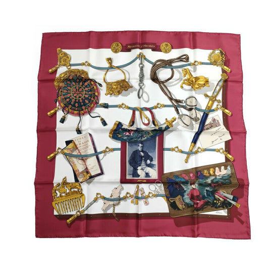 新古未使用展示品 HERMES エルメス スカーフ カレ90 Memoire d’Hermes エルメスの思い出 - ボルドー系 マルチカラー シルク100％ レディース 大判
