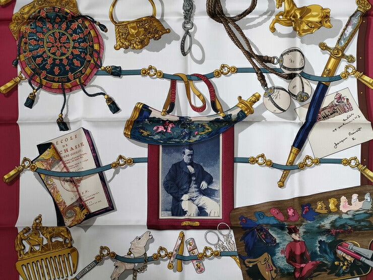 新古未使用展示品 HERMES エルメス スカーフ カレ90 Memoire d’Hermes エルメスの思い出 - ボルドー系 マルチカラー シルク100％ レディース 大判