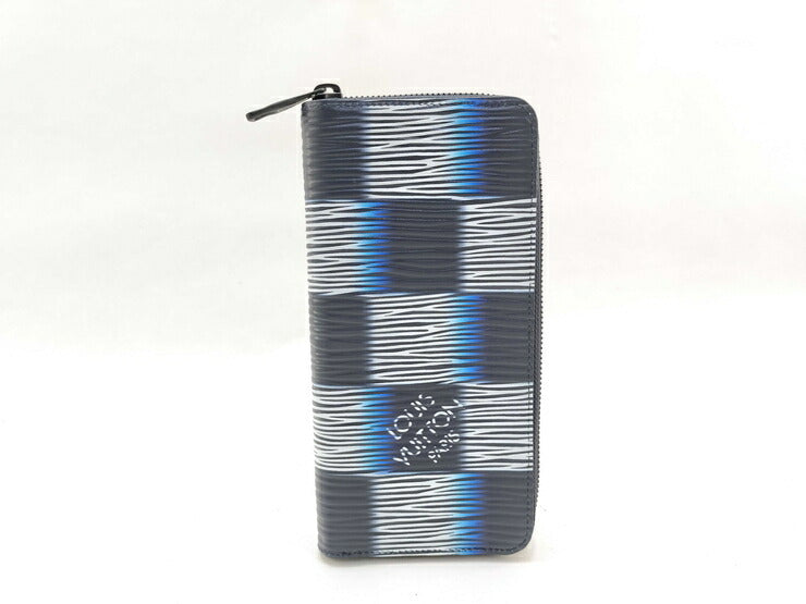 超美品 LOUIS VUITTON ルイ ヴィトン 長財布 ジッピーウォレット・ヴェルティカル M82820 ネイビー ブルー ホワイト ブラック ダミエ・ラッシュ エピ・XL レザー メンズ ラウンドファスナー