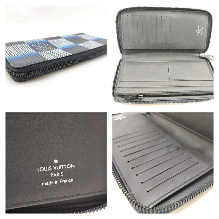 超美品 LOUIS VUITTON ルイ ヴィトン 長財布 ジッピーウォレット・ヴェルティカル M82820 ネイビー ブルー ホワイト ブラック ダミエ・ラッシュ エピ・XL レザー メンズ ラウンドファスナー