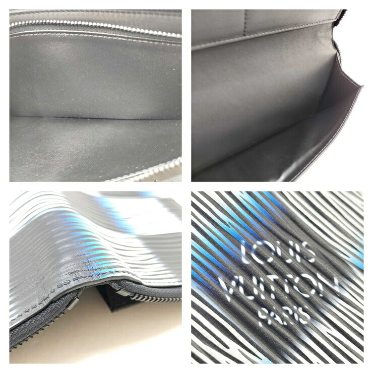 超美品 LOUIS VUITTON ルイ ヴィトン 長財布 ジッピーウォレット・ヴェルティカル M82820 ネイビー ブルー ホワイト ブラック ダミエ・ラッシュ エピ・XL レザー メンズ ラウンドファスナー