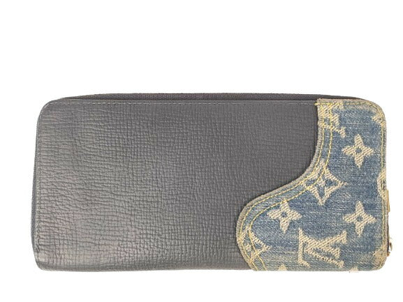 LOUIS VUITTON ルイ ヴィトン 長財布 NIGOコラボ ジッピーウォレット・ヴェルティカル M81107 ブルー系 ネイビー系 ゴールド金具 モノグラム・デニム トリヨンレザー メンズ ラウンドファスナー 日本限定販売品