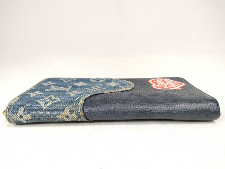 LOUIS VUITTON ルイ ヴィトン 長財布 NIGOコラボ ジッピーウォレット・ヴェルティカル M81107 ブルー系 ネイビー系 ゴールド金具 モノグラム・デニム トリヨンレザー メンズ ラウンドファスナー 日本限定販売品
