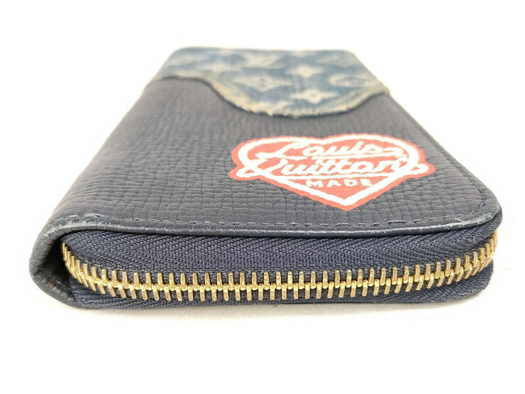 LOUIS VUITTON ルイ ヴィトン 長財布 NIGOコラボ ジッピーウォレット・ヴェルティカル M81107 ブルー系 ネイビー系 ゴールド金具 モノグラム・デニム トリヨンレザー メンズ ラウンドファスナー 日本限定販売品