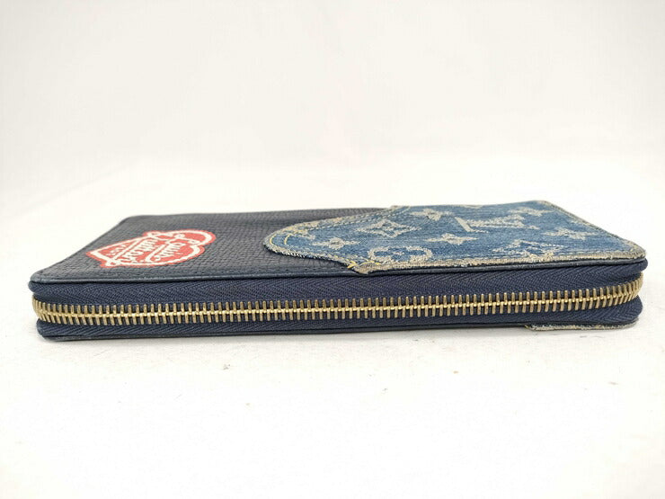 LOUIS VUITTON ルイ ヴィトン 長財布 NIGOコラボ ジッピーウォレット・ヴェルティカル M81107 ブルー系 ネイビー系 ゴールド金具 モノグラム・デニム トリヨンレザー メンズ ラウンドファスナー 日本限定販売品