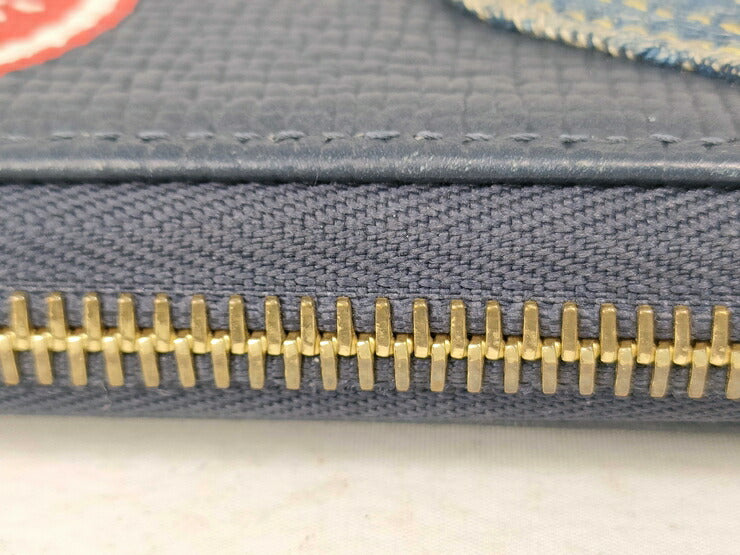LOUIS VUITTON ルイ ヴィトン 長財布 NIGOコラボ ジッピーウォレット・ヴェルティカル M81107 ブルー系 ネイビー系 ゴールド金具 モノグラム・デニム トリヨンレザー メンズ ラウンドファスナー 日本限定販売品