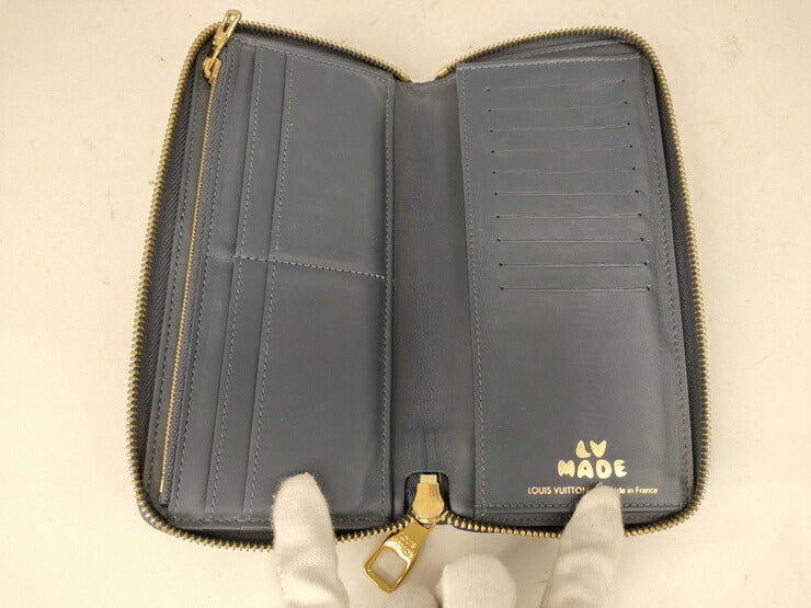 LOUIS VUITTON ルイ ヴィトン 長財布 NIGOコラボ ジッピーウォレット・ヴェルティカル M81107 ブルー系 ネイビー系 ゴールド金具 モノグラム・デニム トリヨンレザー メンズ ラウンドファスナー 日本限定販売品