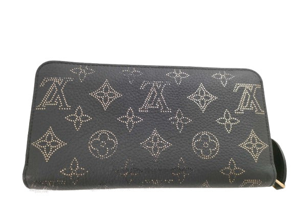 美品 LOUIS VUITTON ルイ ヴィトン 長財布 モノグラム・マヒナ ジッピーウォレット M82645 ブラック ゴールド レザー レディース ラウンドファスナー