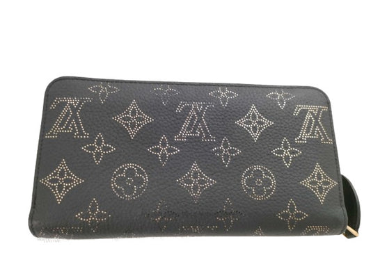 美品 LOUIS VUITTON ルイ ヴィトン 長財布 モノグラム・マヒナ ジッピーウォレット M82645 ブラック ゴールド レザー レディース ラウンドファスナー