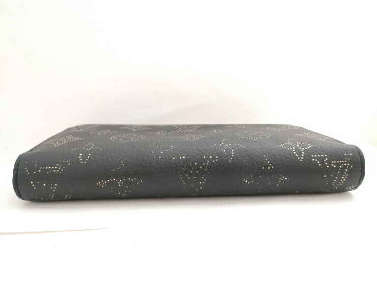 美品 LOUIS VUITTON ルイ ヴィトン 長財布 モノグラム・マヒナ ジッピーウォレット M82645 ブラック ゴールド レザー レディース ラウンドファスナー
