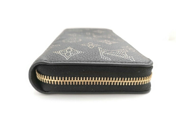 美品 LOUIS VUITTON ルイ ヴィトン 長財布 モノグラム・マヒナ ジッピーウォレット M82645 ブラック ゴールド レザー レディース ラウンドファスナー