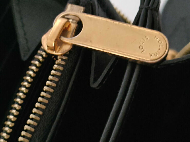 美品 LOUIS VUITTON ルイ ヴィトン 長財布 モノグラム・マヒナ ジッピーウォレット M82645 ブラック ゴールド レザー レディース ラウンドファスナー