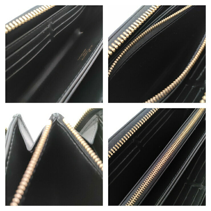 美品 LOUIS VUITTON ルイ ヴィトン 長財布 モノグラム・マヒナ ジッピーウォレット M82645 ブラック ゴールド レザー レディース ラウンドファスナー