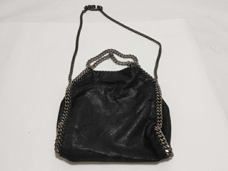 美品 Stella McCartney ステラマッカートニー ハンドバッグ ファラベラ ミニ トートバッグ 371223 ブラック シルバー金具 フェイクレザー レディース 2WAY ショルダーバッグ