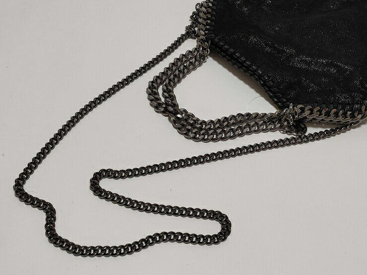 美品 Stella McCartney ステラマッカートニー ハンドバッグ ファラベラ ミニ トートバッグ 371223 ブラック シルバー金具 フェイクレザー レディース 2WAY ショルダーバッグ
