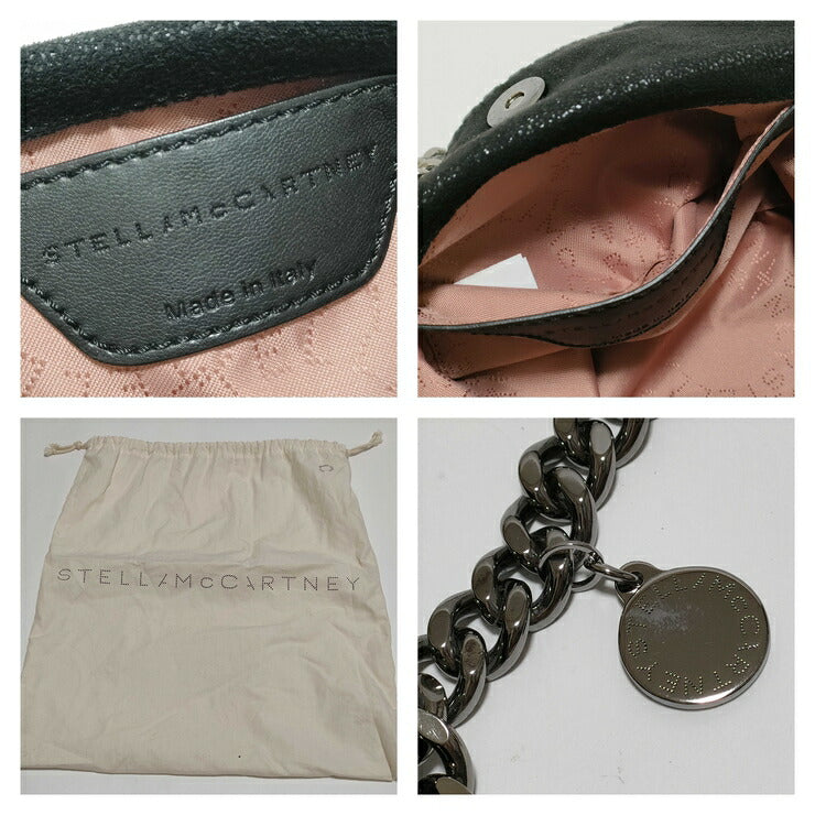 美品 Stella McCartney ステラマッカートニー ハンドバッグ ファラベラ ミニ トートバッグ 371223 ブラック シルバー金具 フェイクレザー レディース 2WAY ショルダーバッグ
