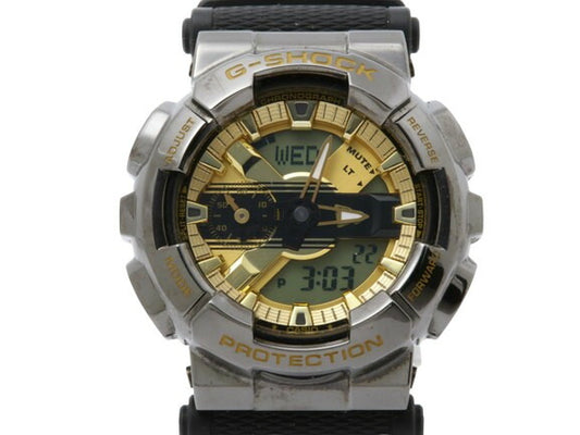 CASIO カシオ 腕時計 G-SHOCK Gショック 100周年 NEW ERA コラボレーションモデル GM-110NE-1AJR ブラック ゴールド文字盤 樹脂 ステンレス メンズ クオーツ アナデジ