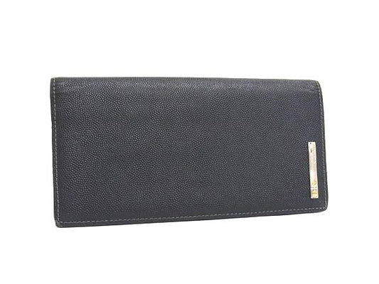 Cartier カルティエ 財布 サントス ブラック レザー メンズ 二つ折り 長財布 シルバー金具