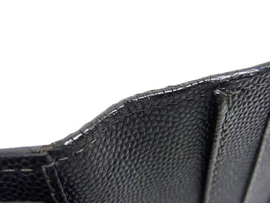 Cartier カルティエ 財布 サントス ブラック レザー メンズ 二つ折り 長財布 シルバー金具