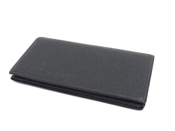 Cartier カルティエ 財布 サントス ブラック レザー メンズ 二つ折り 長財布 シルバー金具