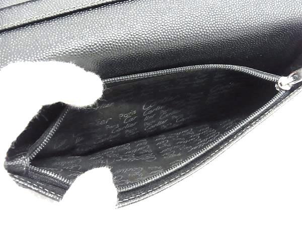 Cartier カルティエ 財布 サントス ブラック レザー メンズ 二つ折り 長財布 シルバー金具