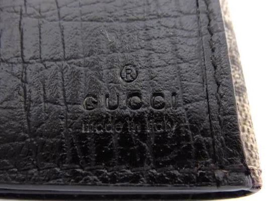 GUCCI グッチ 財布 GGスプリーム 115046 ベージュ ブラウン PVC レザー レディース Wホック 二つ折り 長財布 シルバー金具 美品