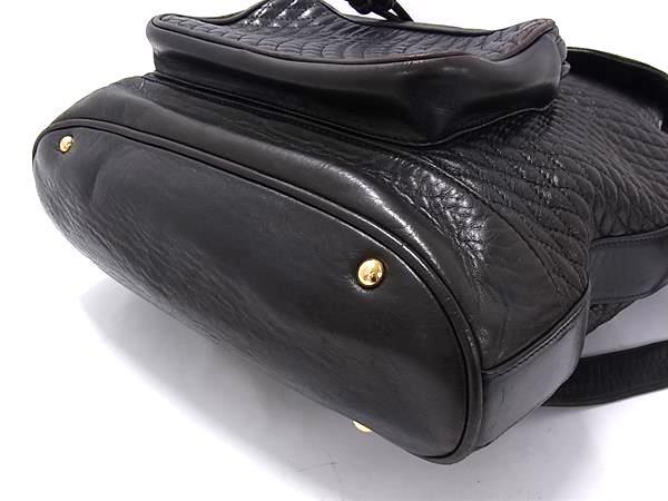 BALLY バリー リュックサック ダークブラウン レザー レディース キルティング 巾着 ゴールド金具