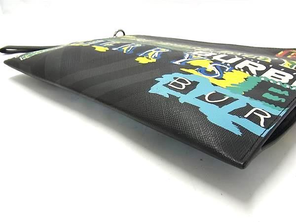 BURBERRY バーバリー クラッチバッグ グラフィティ ブラック マルチカラー PVC×レザー ユニセックス