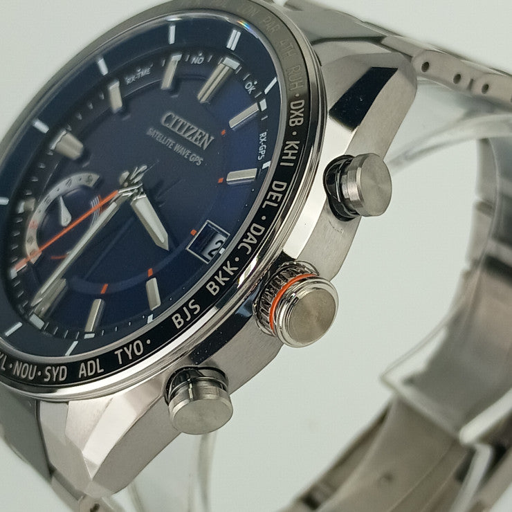 CITIZEN シチズン 時計 アテッサ サテライトウエーブGPSソーラー F150 T025811/CC3085 51L ブルー文字盤 TI TI メンズ 新古未使用展示品