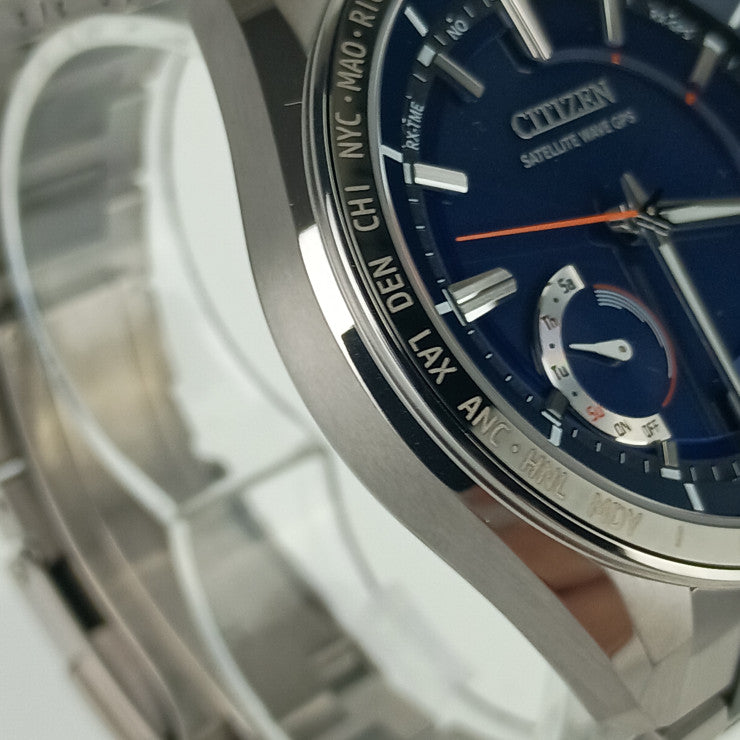 CITIZEN シチズン 時計 アテッサ サテライトウエーブGPSソーラー F150 T025811/CC3085 51L ブルー文字盤 TI TI メンズ 新古未使用展示品