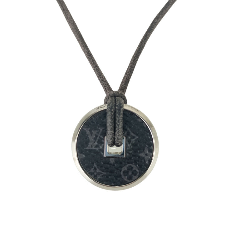 LOUIS VUITTON ルイヴィトン ネックレス モノグラムエクリプス コリエ コインネックレス M62589 ブラック系 PVC メタル ユニセックス 美品
