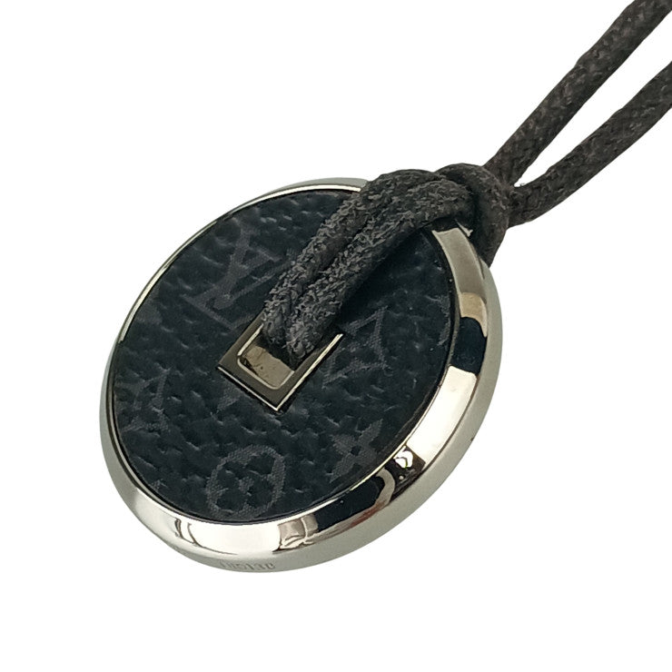LOUIS VUITTON ルイヴィトン ネックレス モノグラムエクリプス コリエ コインネックレス M62589 ブラック系 PVC メタル ユニセックス 美品