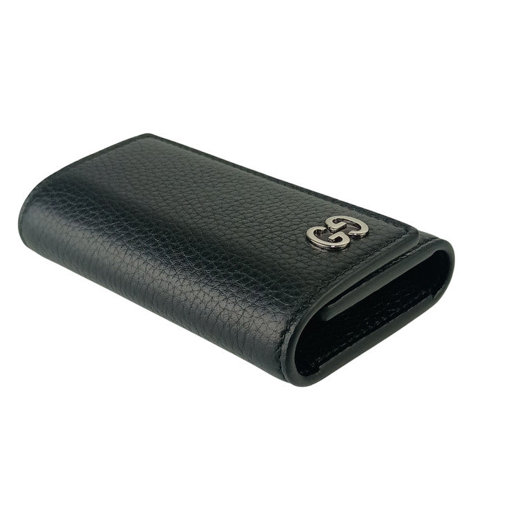 GUCCI グッチ キーケース GGロゴ 473924 ブラック レザー ユニセックス シルバー金具 超美品