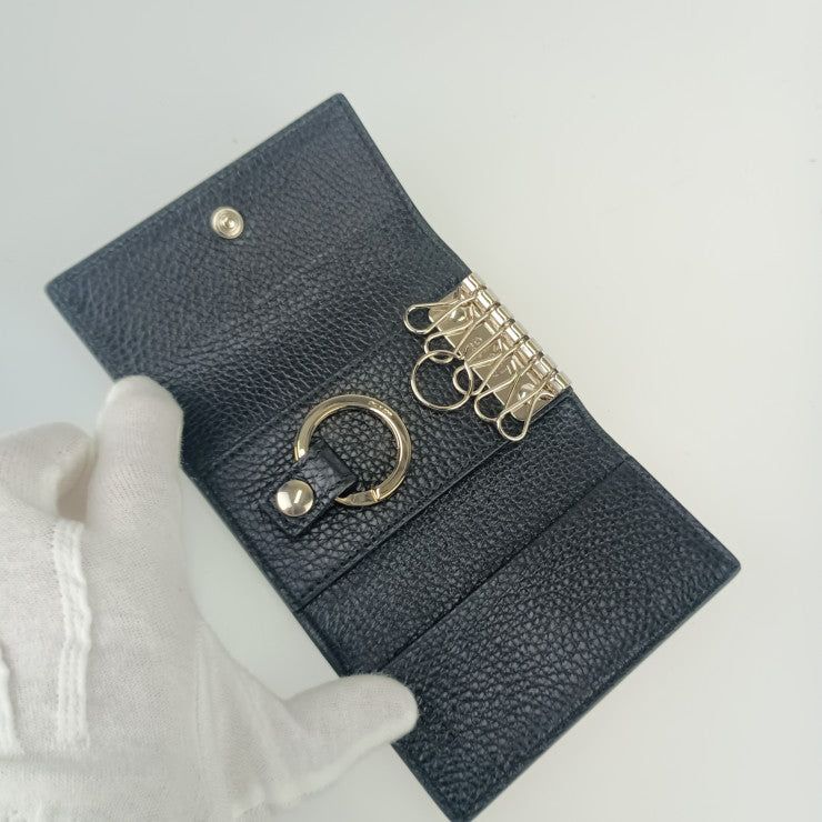 GUCCI グッチ キーケース GGロゴ 473924 ブラック レザー ユニセックス シルバー金具 超美品