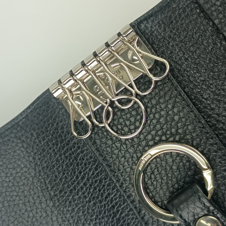 GUCCI グッチ キーケース GGロゴ 473924 ブラック レザー ユニセックス シルバー金具 超美品