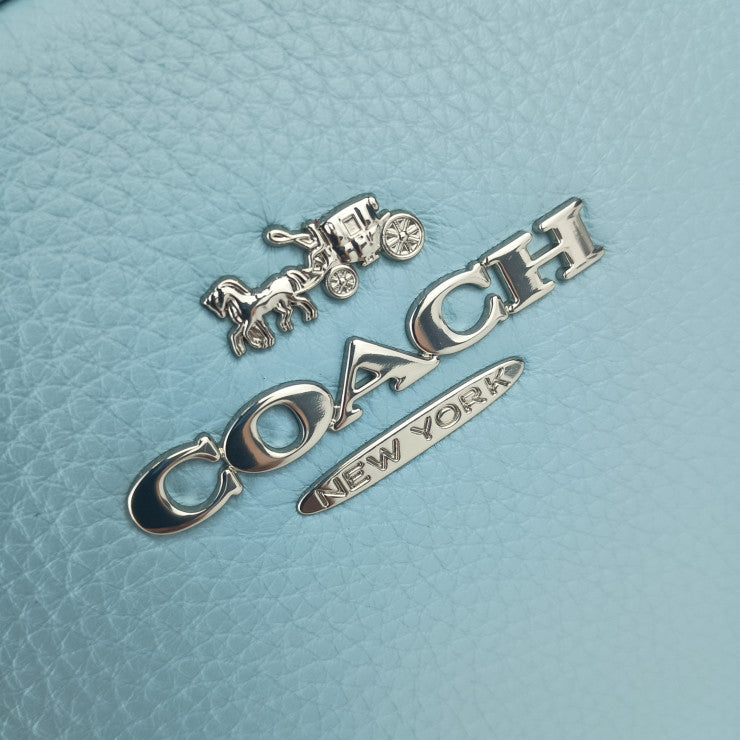 新古未使用展示品 COACH コーチ ショルダーバッグ ジェイミー カメラ バッグ CA207 ライトブルー系 ペブルレザー レディース 2WAY セカンドバッグ シルバー金具