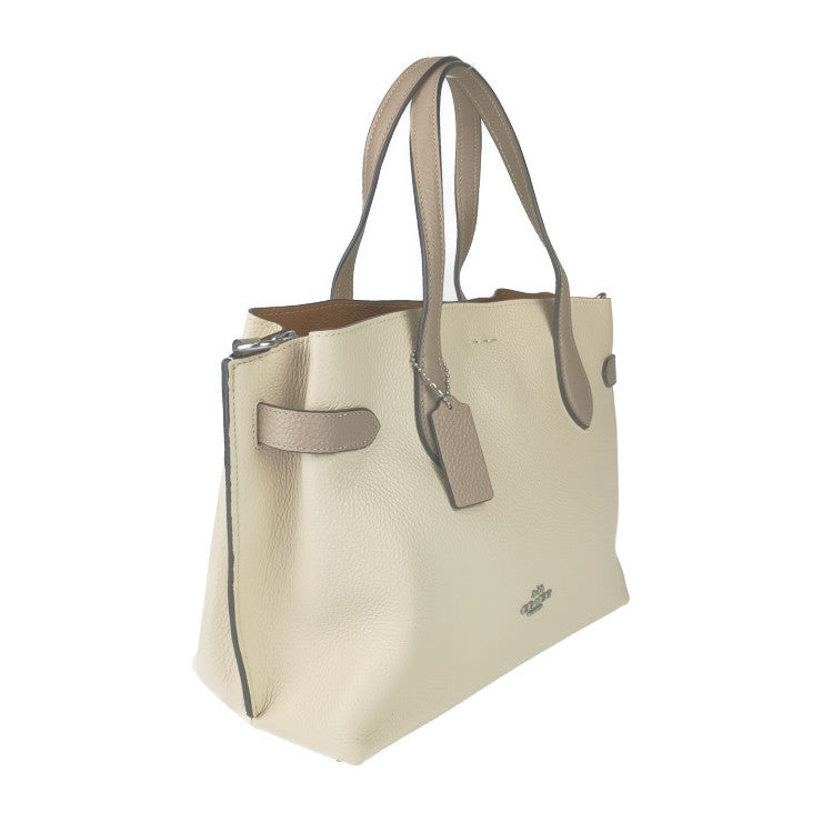 超美品 COACH コーチ トートバッグ HANNA CARRYALL ハンナ キャリーオール トートバッグ CH536 IVORY(アイボリー) ベージュ系 ペブルレザー レディース 2WAY ショルダーバッグ シルバー金具