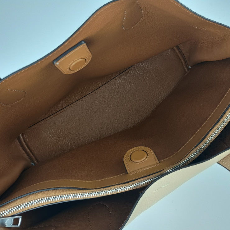 超美品 COACH コーチ トートバッグ HANNA CARRYALL ハンナ キャリーオール トートバッグ CH536 IVORY(アイボリー) ベージュ系 ペブルレザー レディース 2WAY ショルダーバッグ シルバー金具