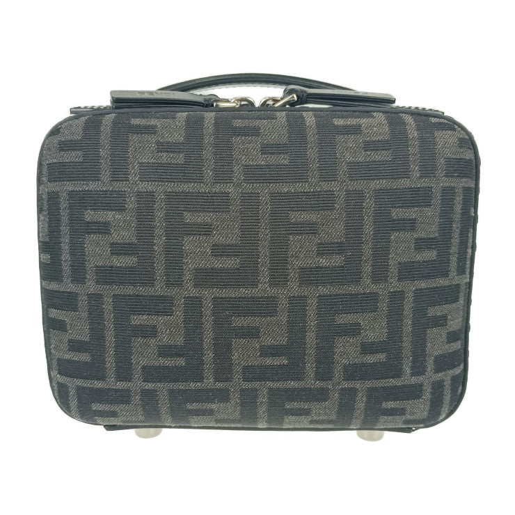 超美品 FENDI フェンディ ショルダーバッグ ズッカ ミニ トラベル 7VA552 グレー ブラック キャンバス レザー レディース 2WAY ハンドバッグ シルバー金具