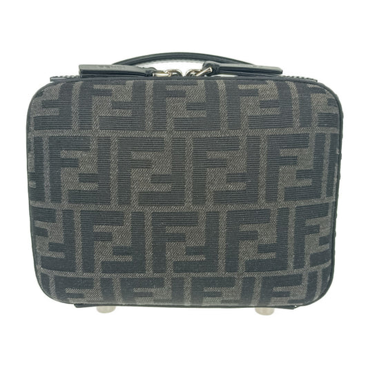 超美品 FENDI フェンディ ショルダーバッグ ズッカ ミニ トラベル 7VA552 グレー ブラック キャンバス レザー レディース 2WAY ハンドバッグ シルバー金具