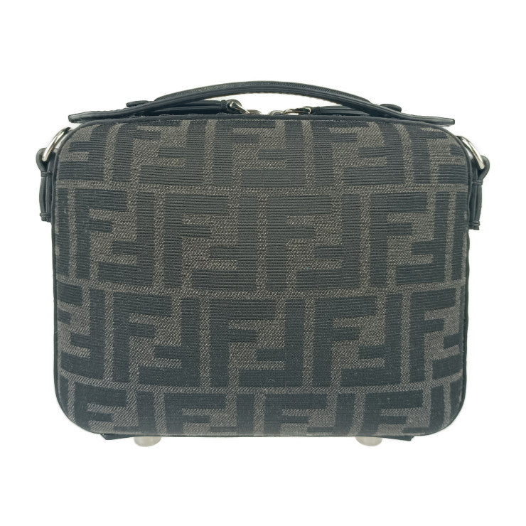 超美品 FENDI フェンディ ショルダーバッグ ズッカ ミニ トラベル 7VA552 グレー ブラック キャンバス レザー レディース 2WAY ハンドバッグ シルバー金具
