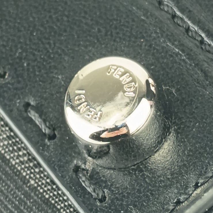 超美品 FENDI フェンディ ショルダーバッグ ズッカ ミニ トラベル 7VA552 グレー ブラック キャンバス レザー レディース 2WAY ハンドバッグ シルバー金具